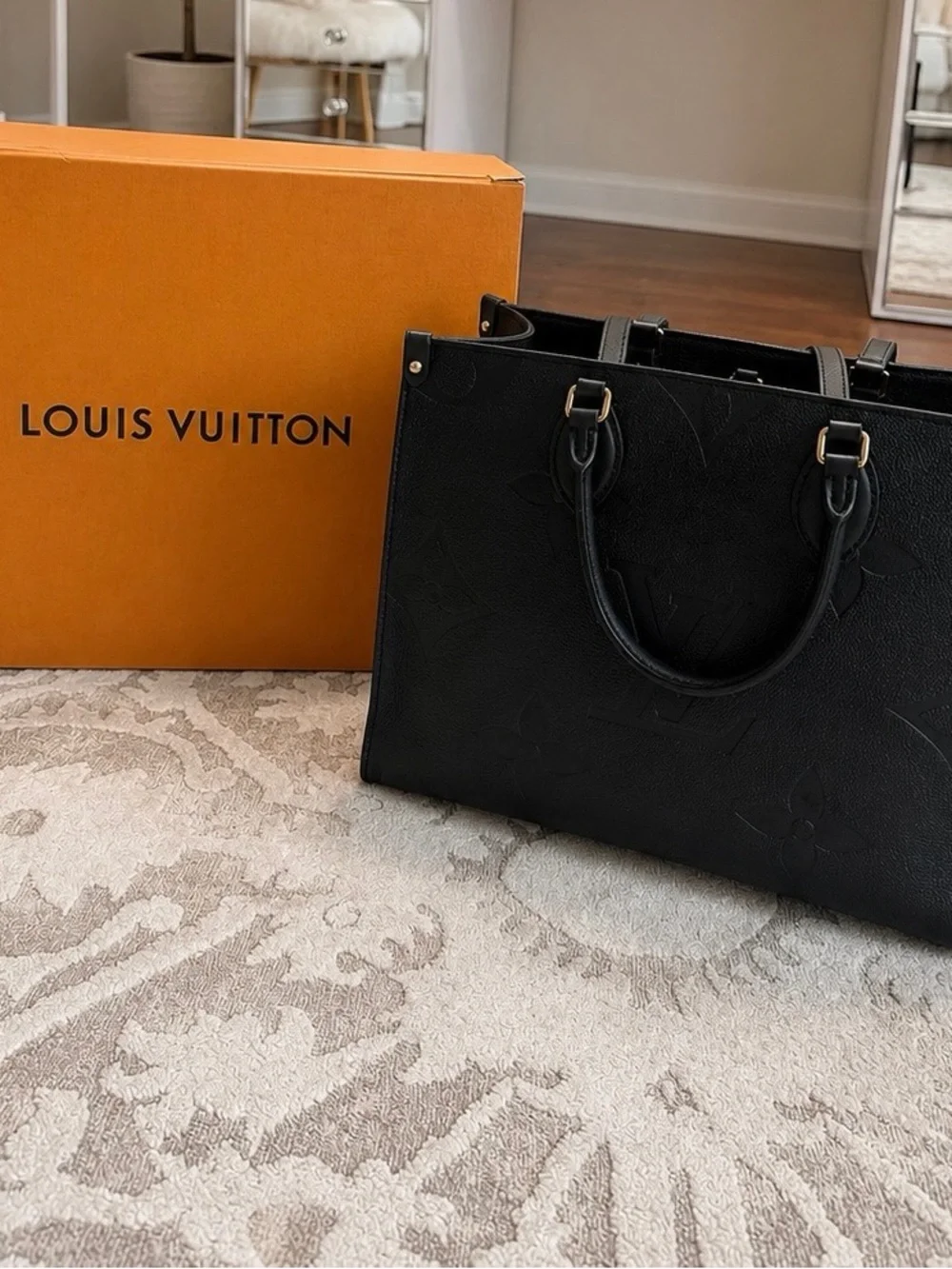 Louis Vuitton Black Exterior with Mustard Interior Leather Handbag